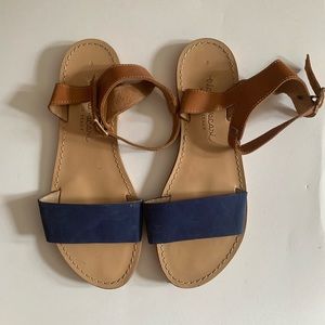 Italian Leather Color-block Sandals